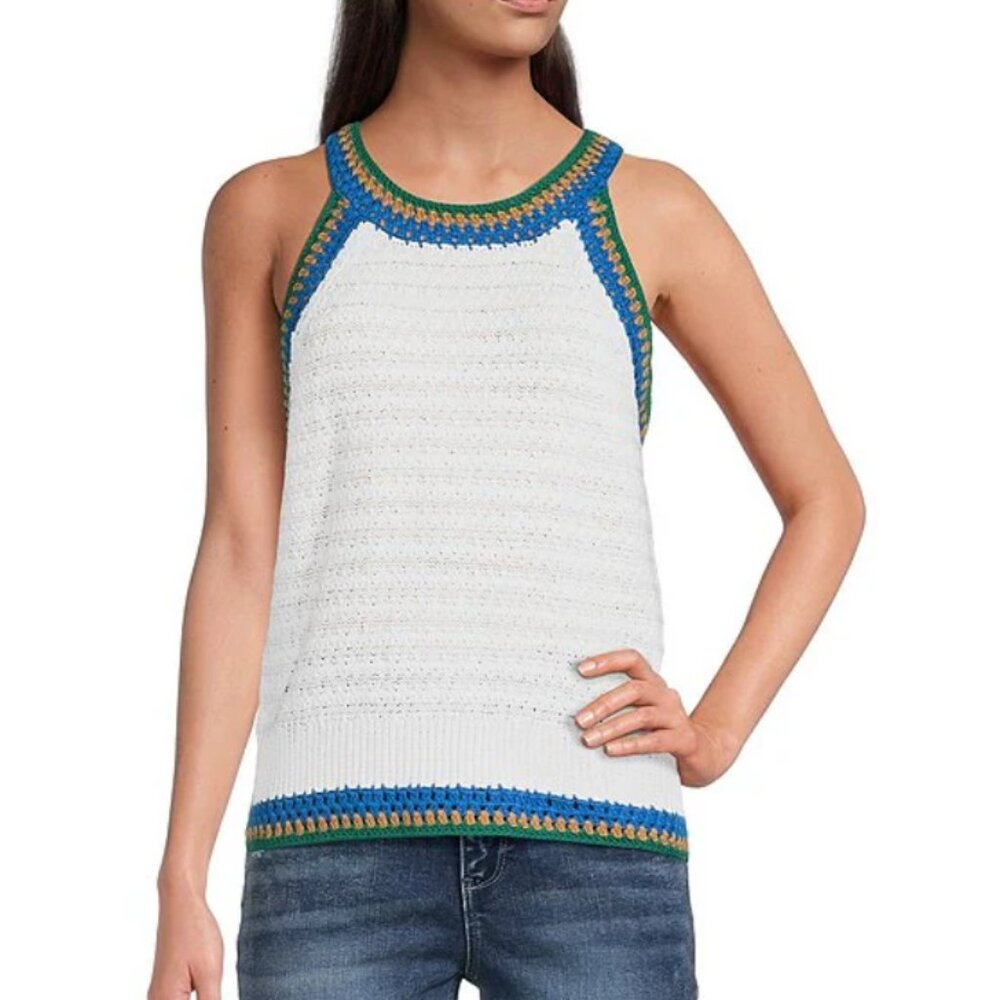 NWT - Democracy Crocheted Sleeveless Banded Hem Tank